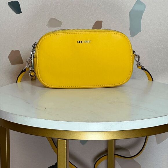 NINE WEST Yellow Zip Around Camera Crossbody Bag - Picture 1 of 8
